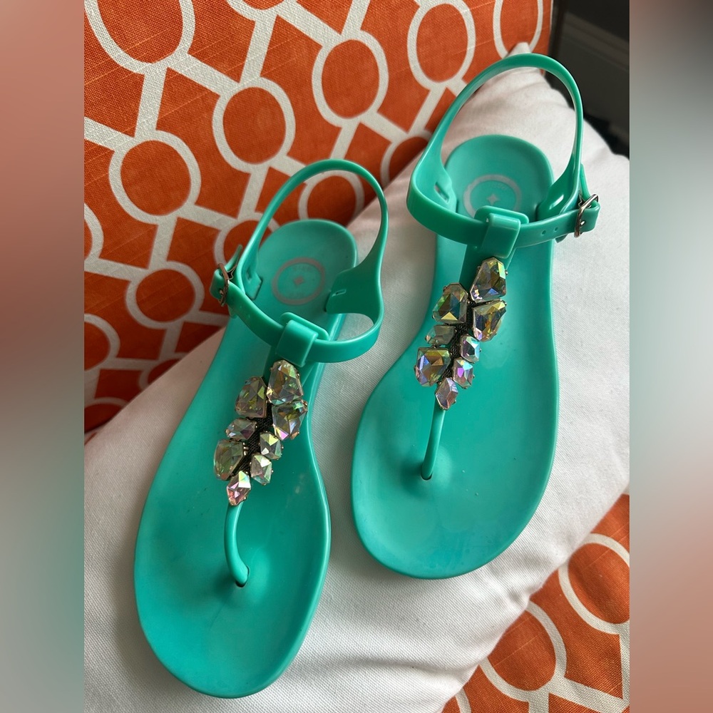 BCBG Paris Iridescent Gemstone Thong Jelly Sandals